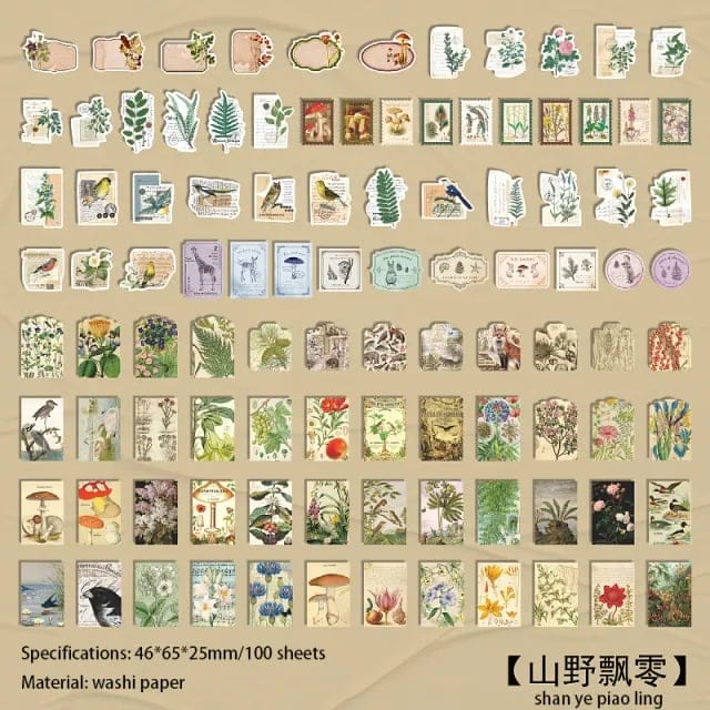 Journal Ephemera Stickers (100 pcs) (TZB-3181) 100pcs journalling Sticker box TZB 3181 Journal Ephemera Stickers (100 pcs) (TZB-3181)