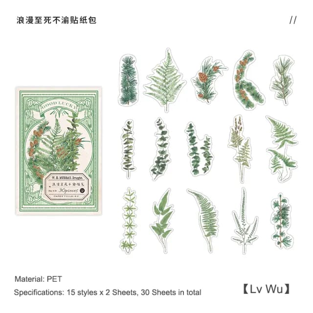 Clear PET Stickers (30 pcs) - Good Lucky Green 30pcs clear PET stickers good lucky green Clear PET Stickers (30 pcs) - Good Lucky Green
