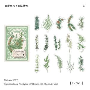 Clear PET Stickers (30 pcs) - Good Lucky Green