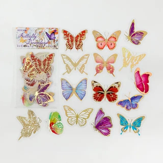 Clear PET Foiled Stickers (30 pcs) - Butterfly Dreamland 30pcs foiled clear PET stickers butterfly Dreamland Clear PET Foiled Stickers (30 pcs) - Butterfly Dreamland