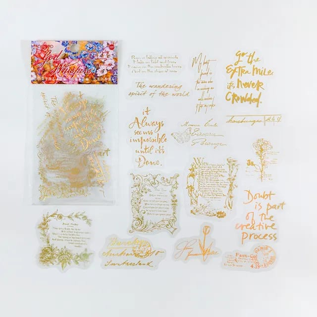 Clear PET Foiled Stickers (30 pcs) - Good Whispers 30pcs foiled clear PET stickers good whisper Clear PET Foiled Stickers (30 pcs) - Good Whispers