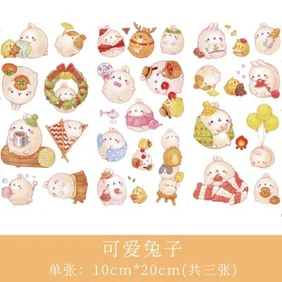 Journal Ephemera Stickers - Cute Animals 3pc sticker sheet Cute Animals NBES 50 Journal Ephemera Stickers - Cute Animals