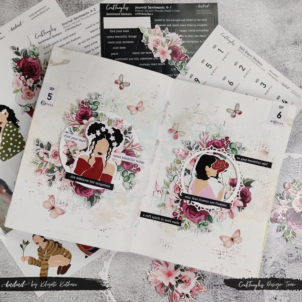 CrafTangles Precut Stickers - Journal Sentiments 3 5 6Sept23 Journal 5-6Sept23-Journal