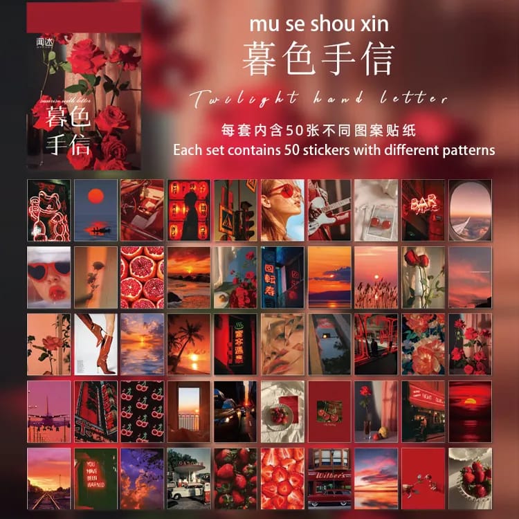 Photo Sticker Book for Journal Ephemeras (50 sheets) - Reds (WSTZ0227) 50pcs sticker booklet WSTZ0227 Photo Sticker Book for Journal Ephemeras (50 sheets) - Reds (WSTZ0227)