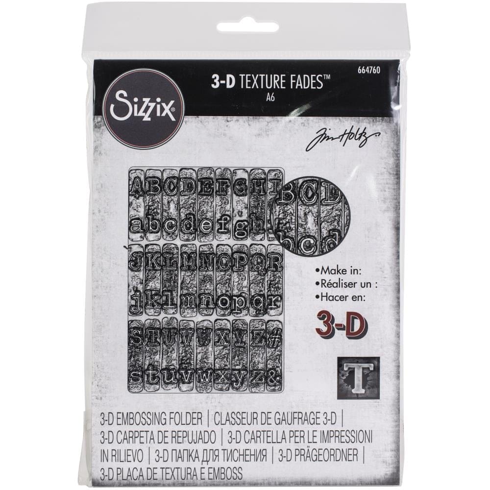 Sizzix 3D Texture Fades Embossing Folder By Tim Holtz - Typewriter Sizzix 3D Texture Fades Embossing Folder By Tim Holtz - Typewriter
