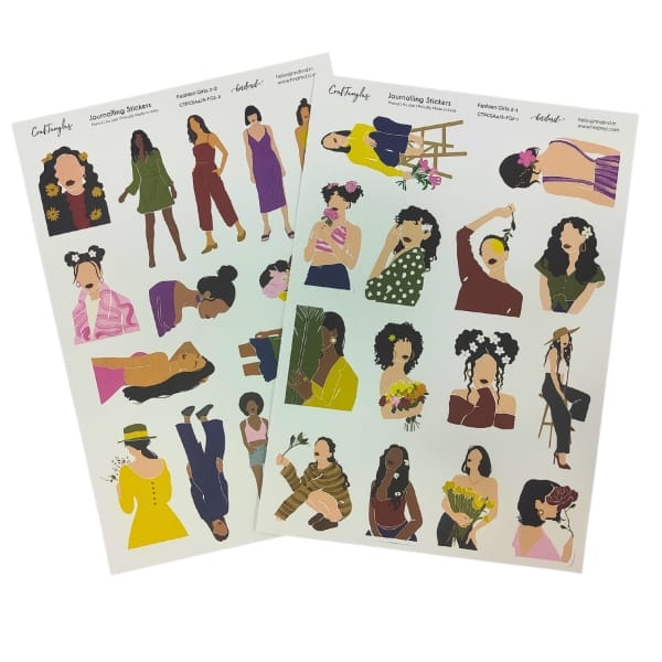CrafTangles Precut Journal Stickers - Fashion Girls 2 (Spring Collection) (29 stickers)