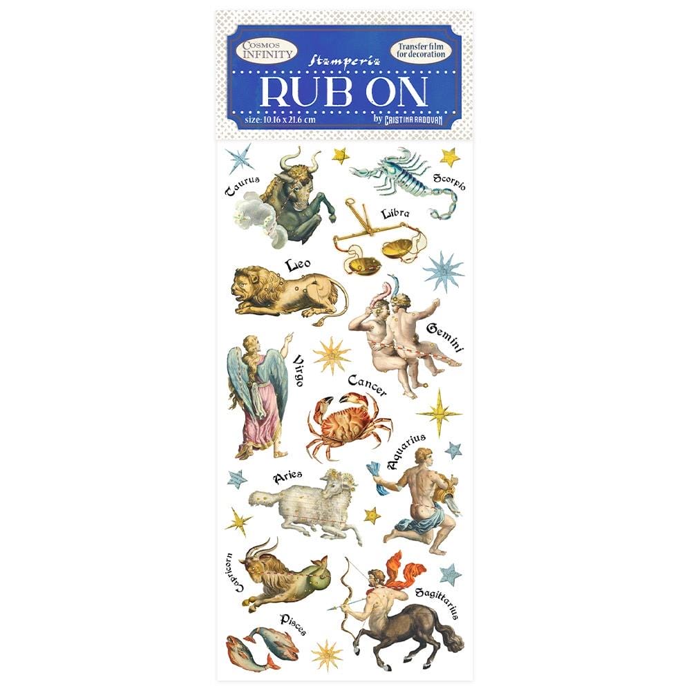 Stamperia Rub-On 4"X8.5" - Zodiac DFLRB08 stamperia rubons zodiac Stamperia Rub-On 4"X8.5" - Zodiac