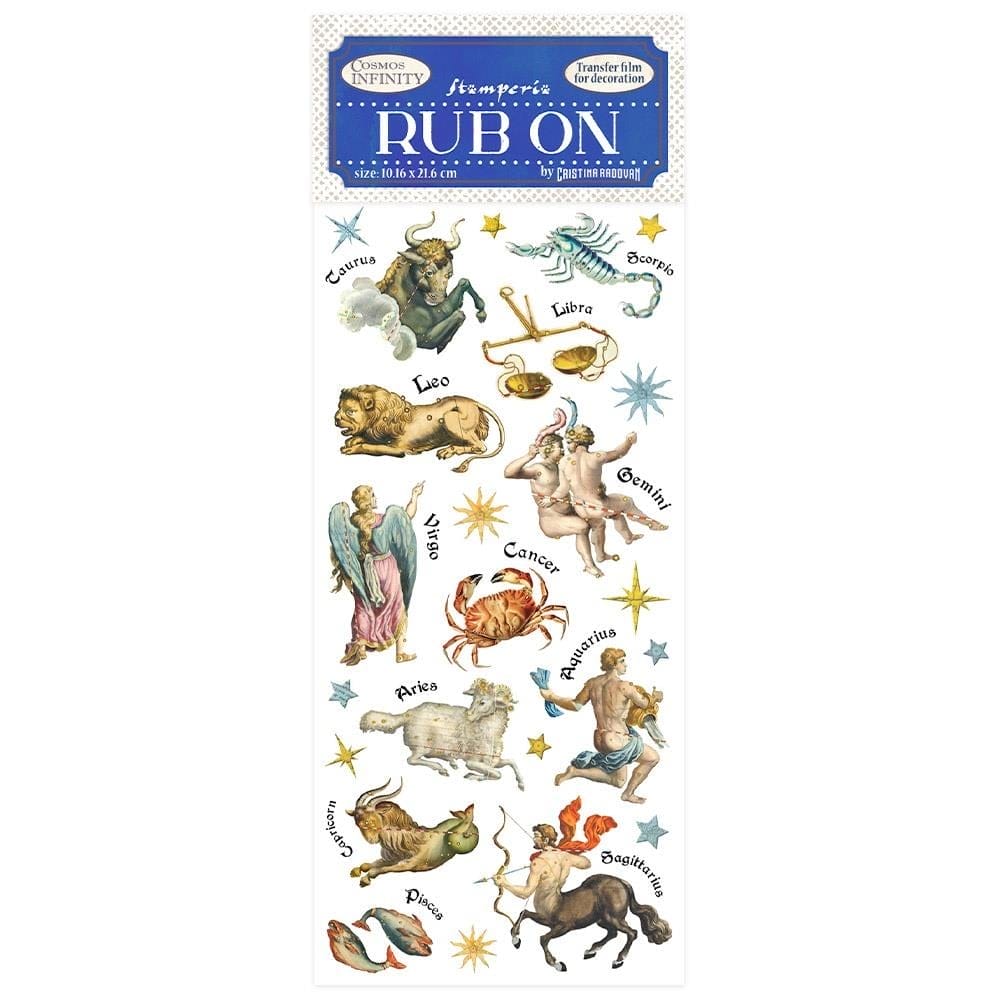 Stamperia Rub-On 4"X8.5" - Zodiac DFLRB08 stamperia rubons zodiac Stamperia Rub-On 4"X8.5" - Zodiac