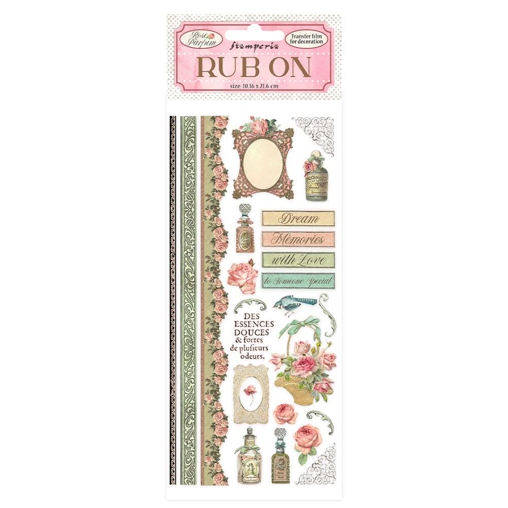 Stamperia Rub-On 4"X8.5" - Rose Parfum Borders and Parfumes DFLRB14 stamperia rubons cosmos Stamperia Rub-On 4"X8.5" - Rose Parfum Borders and Parfumes