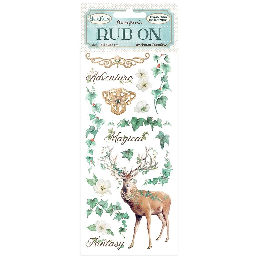 Stamperia Rub-On 4"X8.5" - Magic Forest Deer DFLRB20 stamperia rubons cosmos Stamperia Rub-On 4"X8.5" - Magic Forest Deer