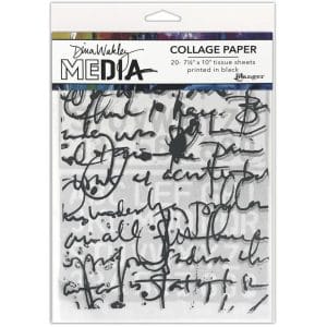 Dina Wakley Media Collage Tissue Paper 7.5"X10" 20/Pkg - Text Collage