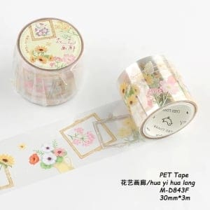 Clear PET Sticker Roll - Floral Frames (30mm by 3 metres)