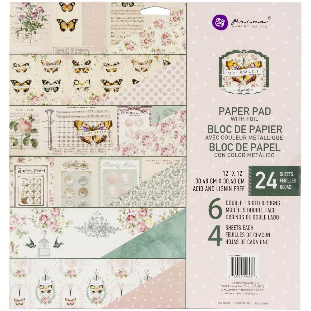 Prima Marketing Double-Sided Paper Pad 12"X12" 24/Pkg My Sweet by Frank Garcia prima 12by12 paper 996956 Prima Marketing Double-Sided Paper Pad 12"X12" 24/Pkg My Sweet by Frank Garcia