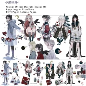 PET Sticker Roll - Anime Characters (4 inches by 3 metres)