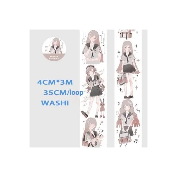 Washi Tape - Anime Girls (1.5 inches by 3 metres) (ASR-15)