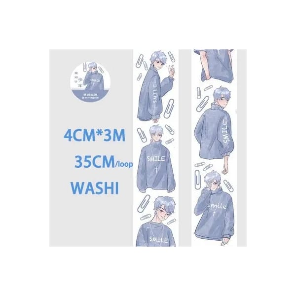 Washi Tape - Anime Boys (1.5 inches by 3 metres) (ASR-17)