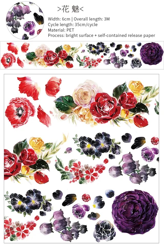 Clear PET Sticker Rolls - Flowers (PCT-024)