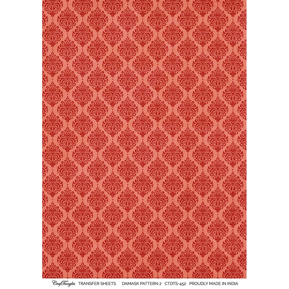 CrafTangles A4 Transfer It Sheets - Damask Pattern 2 CTDTS 452 CrafTangles transfer sheet Damask Pattern 2 CrafTangles A4 Transfer It Sheets - Damask Pattern 2