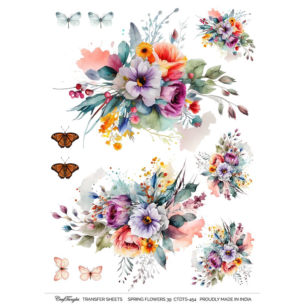 CrafTangles A4 Transfer It Sheets - Spring Flowers 39