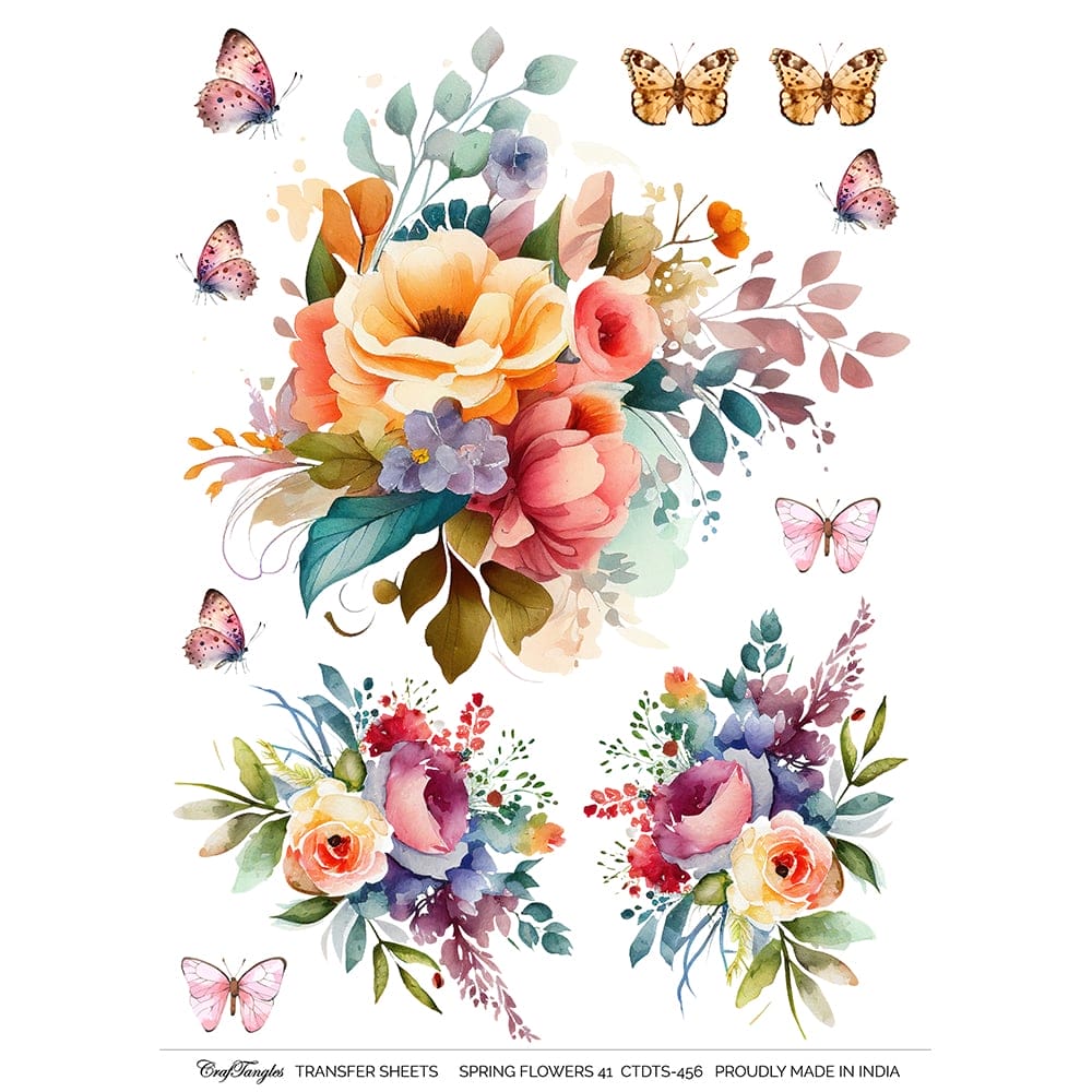 CrafTangles A4 Transfer It Sheets - Spring Flowers 41 CTDTS 456 CrafTangles transfer sheet Spring Flowers 41 CrafTangles A4 Transfer It Sheets - Spring Flowers 41