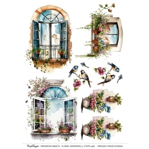 CrafTangles A4 Transfer It Sheets - Floral Windows 3