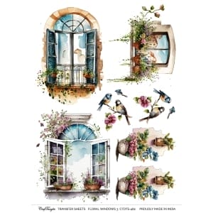 CrafTangles A4 Transfer It Sheets - Floral Windows 3