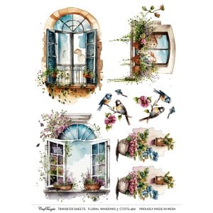 CrafTangles A4 Transfer It Sheets - Floral Windows 3