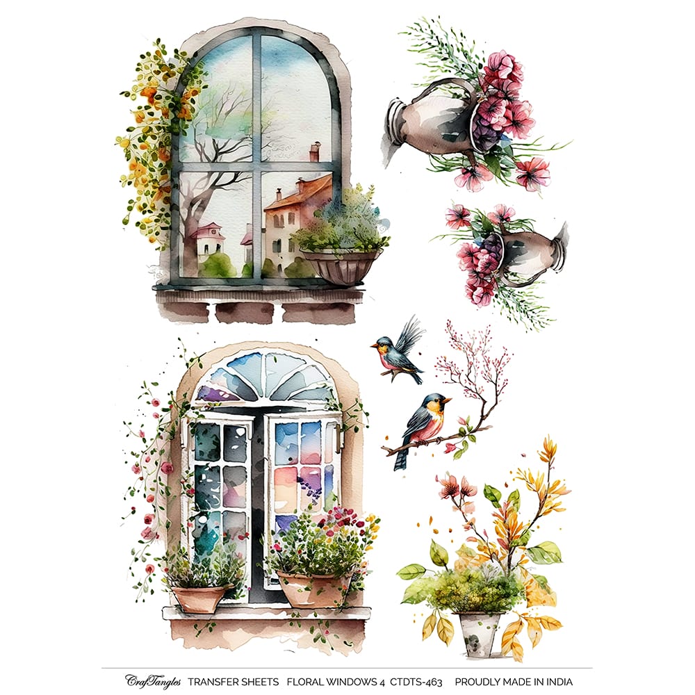 CrafTangles A4 Transfer It Sheets - Floral Windows 4 CTDTS 463 CrafTangles transfer sheet Floral Windows 4 CrafTangles A4 Transfer It Sheets - Floral Windows 4