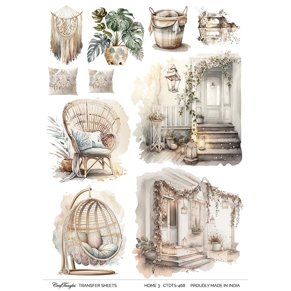 CrafTangles A4 Transfer It Sheets - Home 3 CTDTS 468 CrafTangles transfer sheet Home 3 CrafTangles A4 Transfer It Sheets - Home 3
