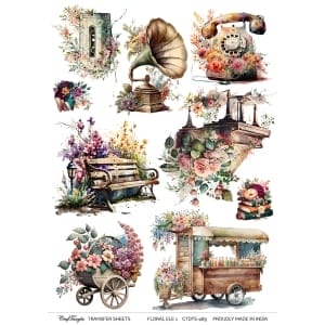 CrafTangles A4 Transfer It Sheets - Floral Elements 1
