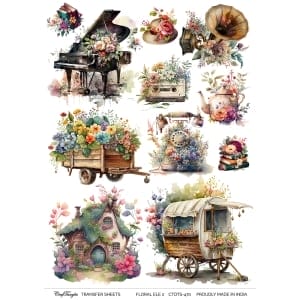 CrafTangles A4 Transfer It Sheets - Floral Elements 2