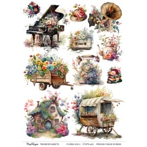 CrafTangles A4 Transfer It Sheets - Floral Elements 2