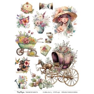 CrafTangles A4 Transfer It Sheets - Floral Elements 3