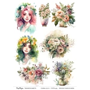 CrafTangles A4 Transfer It Sheets - Floral Elements 6