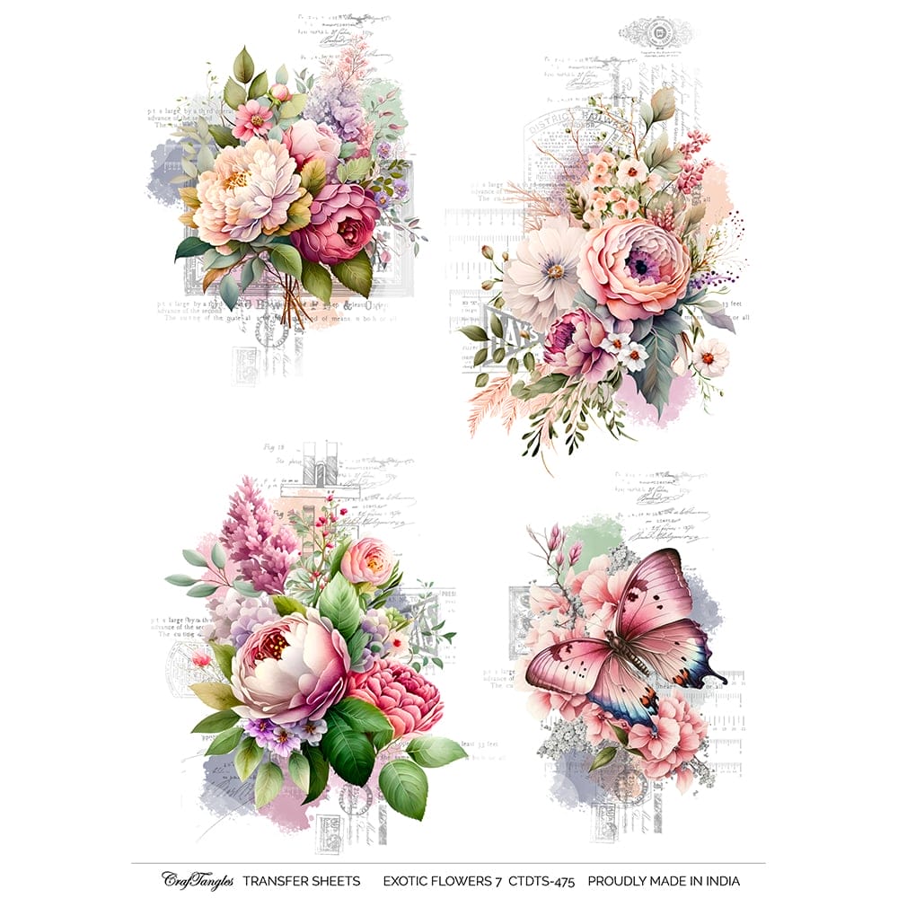 CrafTangles A4 Transfer It Sheets - Exotic Flowers 7 CTDTS 475 CrafTangles transfer sheet Exotic Flowers 7 CrafTangles A4 Transfer It Sheets - Exotic Flowers 7