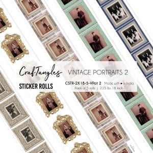 CrafTangles Journal Sticker Rolls (Pack of 5 designs) - Vintage Potraits2
