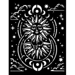 Stamperia Stencil 7.87 by 9.84 inches - Sun, Cosmos Infinity