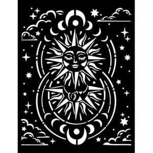 Stamperia Stencil 7.87 by 9.84 inches - Sun, Cosmos Infinity
