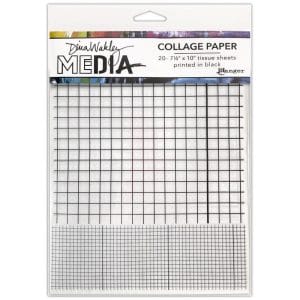 Dina Wakley Media Collage Tissue Paper 7.5"X10" 20/Pkg - Grid