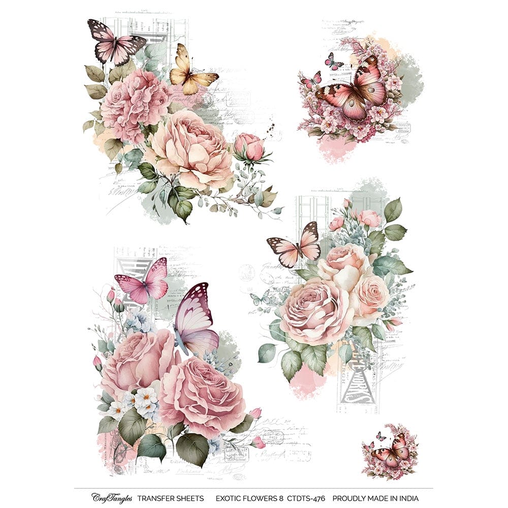 CrafTangles A4 Transfer It Sheets - Exotic Flowers 8 CTDTS 476 CrafTangles transfer sheet Exotic Flowers 8 CrafTangles A4 Transfer It Sheets - Exotic Flowers 8