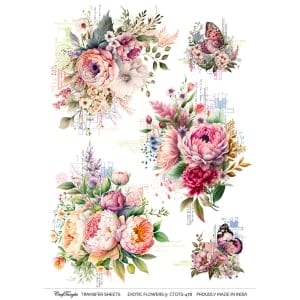 CrafTangles A4 Transfer It Sheets - Exotic Flowers 9