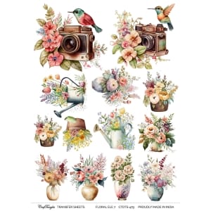 CrafTangles A4 Transfer It Sheets - Floral Elements 7