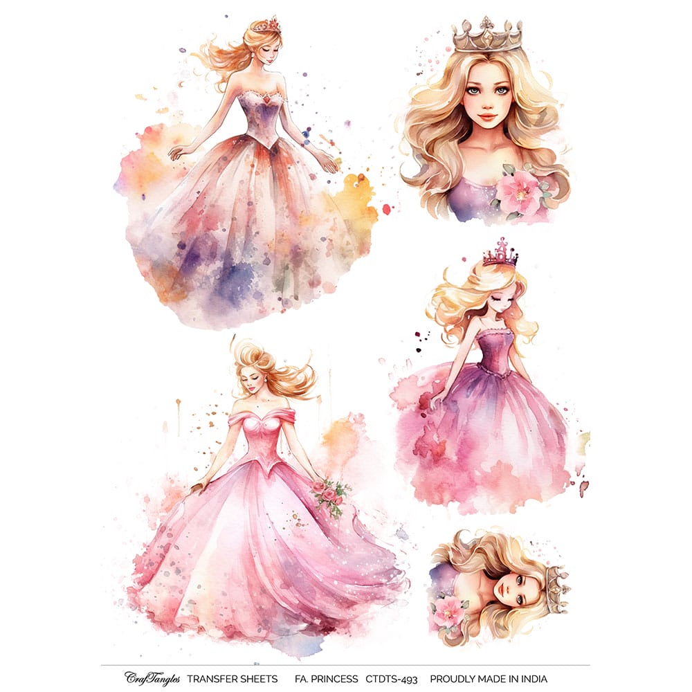 CrafTangles A4 Transfer It Sheets - Fairytale Princess CTDTS 493 CrafTangles transfer sheet Fairytale Princess CrafTangles A4 Transfer It Sheets - Fairytale Princess