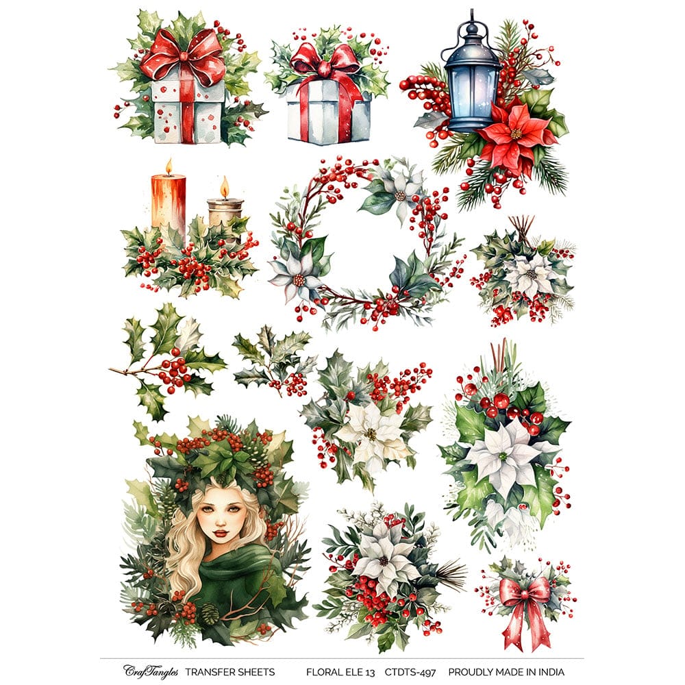 CrafTangles A4 Transfer It Sheets - Floral Elements 13 CTDTS 497 CrafTangles transfer sheet Floral Elements 13 CrafTangles A4 Transfer It Sheets - Floral Elements 13