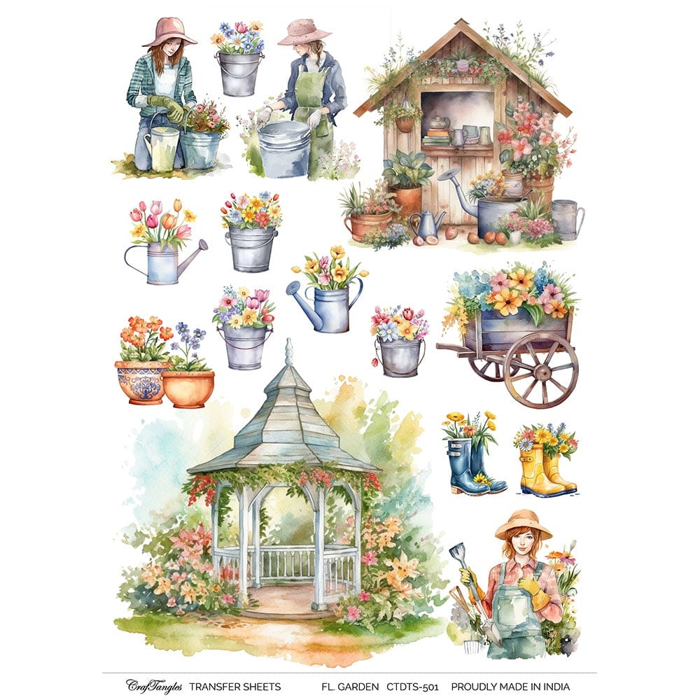 CrafTangles A4 Transfer It Sheets - Floral Garden 1