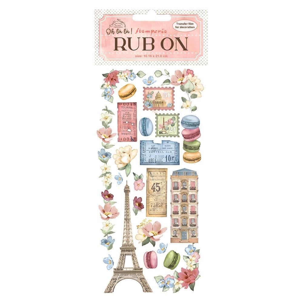Stamperia Rub-On 4"X8.5" - Oh La La - Tour Eiffel DFLRB28 Stamperia Rubon Stamperia Rub-On 4"X8.5" - Oh La La - Tour Eiffel
