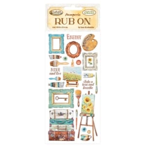 Stamperia Rub-On 4"X8.5" - Sunflower Art Brushes And Frames