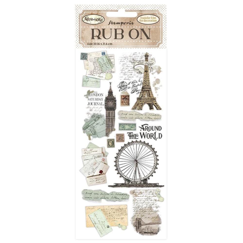 Stamperia Rub-On 4"X8.5" - Around The World Monuments DFLRB33 Stamperia Rubon Stamperia Rub-On 4"X8.5" - Around The World Monuments