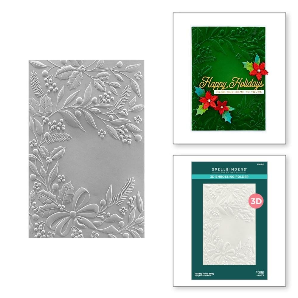 Spellbinders 3D Embossing Folder 5.5"X8.5" - Holiday Floral Swag E3D 041 3d embossing folder Spellbinders 3D Embossing Folder 5.5"X8.5" - Holiday Floral Swag