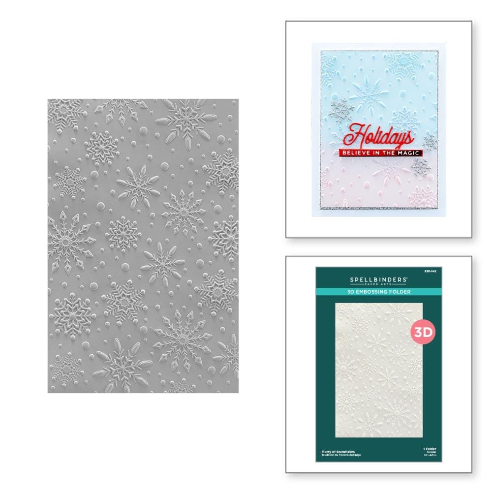 Spellbinders 3D Embossing Folder 5.5"X8.5" - Flurry Of Snowflakes E3D 042 3d embossing folder Spellbinders 3D Embossing Folder 5.5"X8.5" - Flurry Of Snowflakes